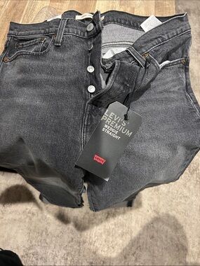 Levi's Black Washed Straight Jeans